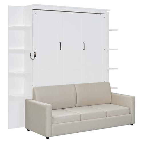 Queen Size Gray Murphy Bed with Sofa Cushion Y857752