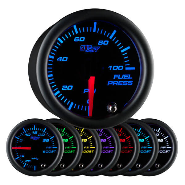 Black 7 Color 100 PSI Fuel Pressure Gauge Kit C708