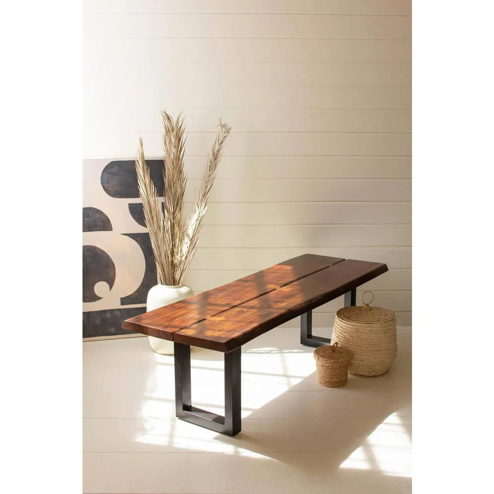 Live Edge Wood And Iron Bench E23976