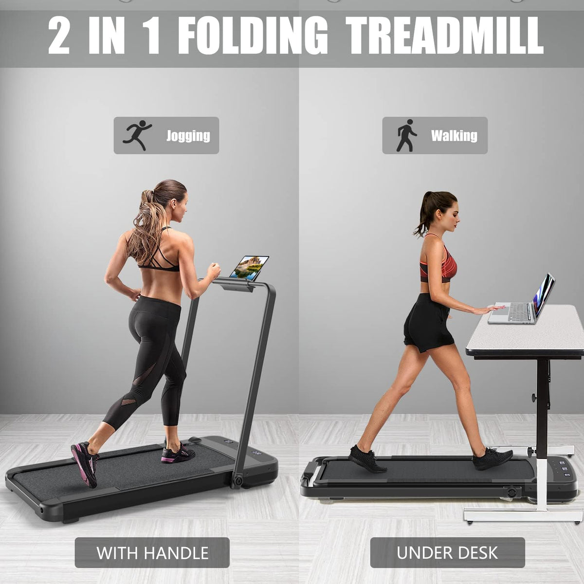 Under Desk 2 in 1 Folding Treadmill Walking Pad Y867225