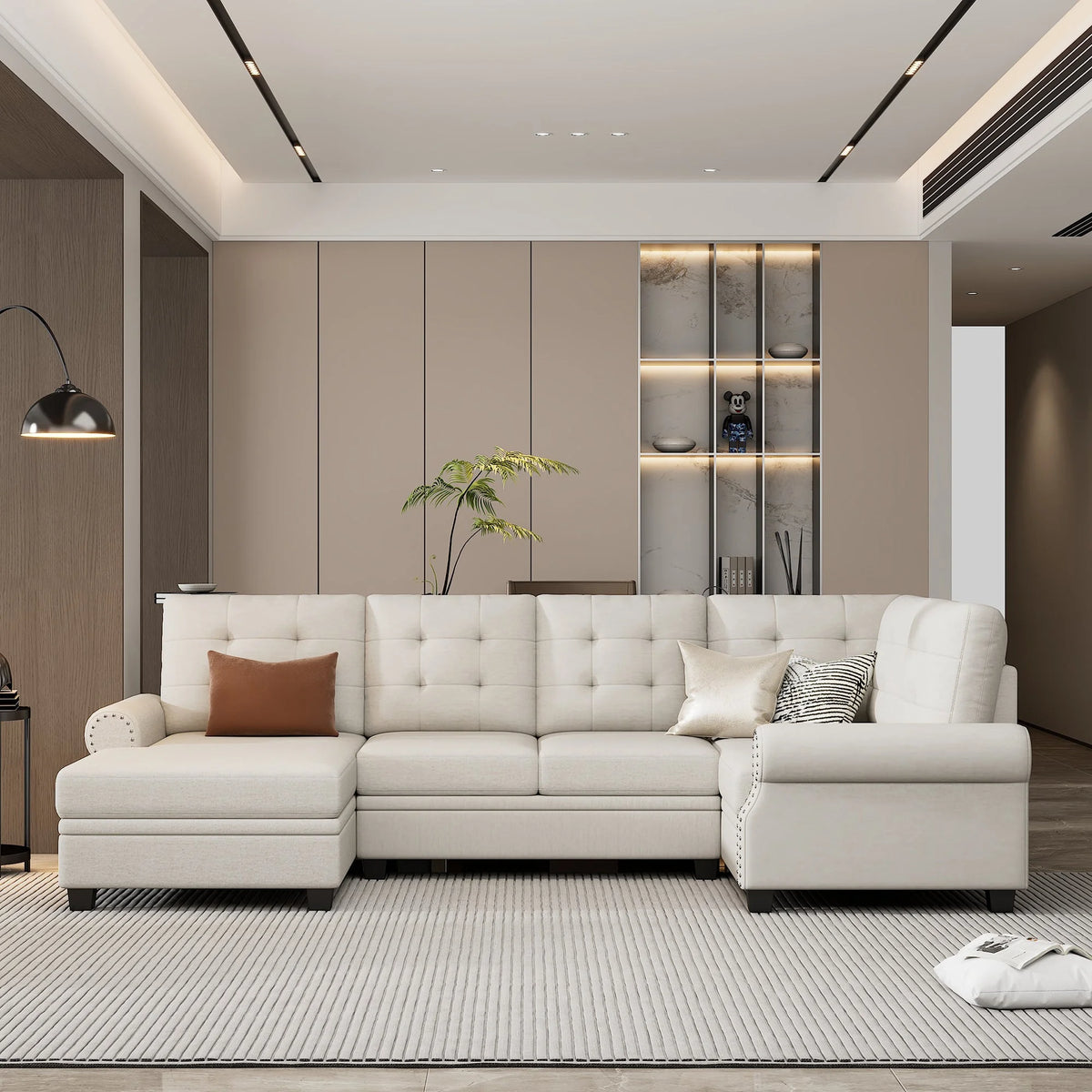Beige U-Shaped Sectional Sofa F945251