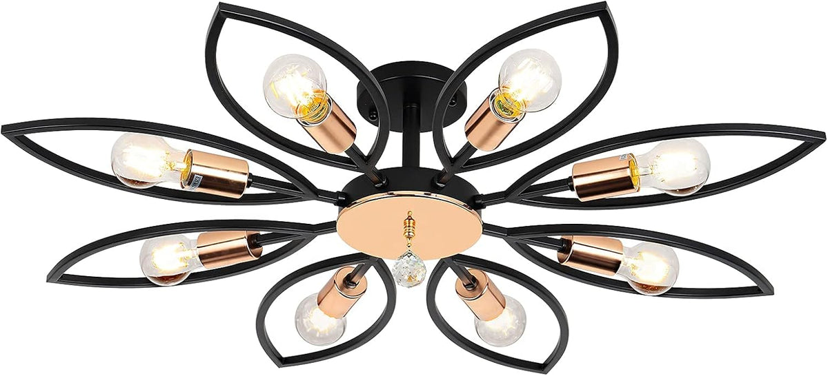 Black 6 Lights LED Semi Flush Mount Ceiling Light L6092