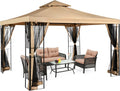 10x10 Steel Canopy with Mosquito Netting Y9573