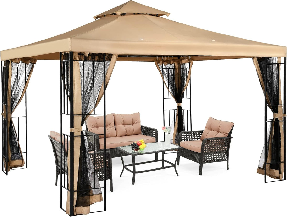 10x10 Steel Canopy with Mosquito Netting Y9573