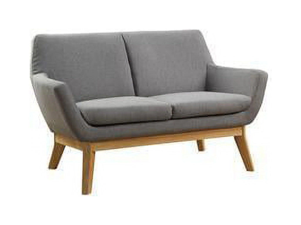 Upholstered Loveseat with Wood Leg, Gray E300794