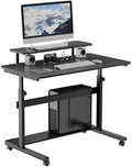 Height Adjustable Standing Desk with Monitor Shelf Black N89553