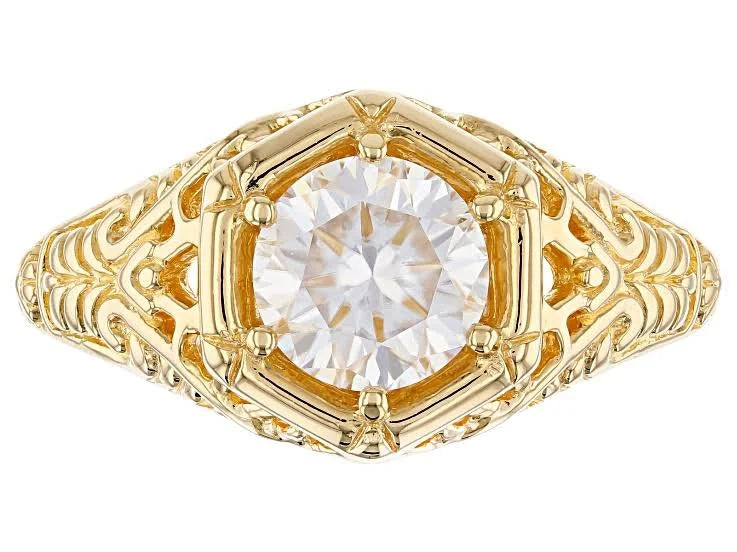 14K Yellow Gold Over Silver Moissanite Ring S96633