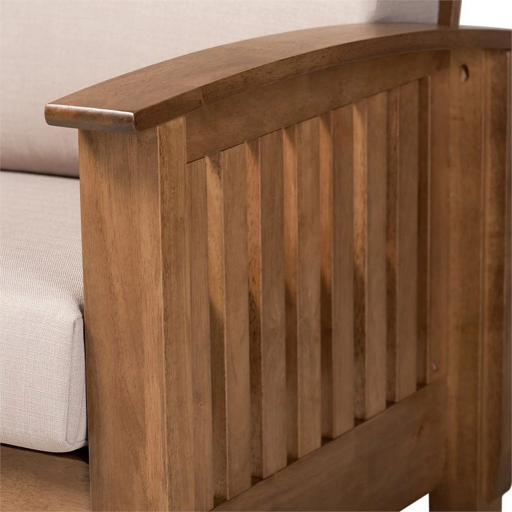 Modern Wood Fabric 3-Seater Sofa in Taupe Walnut Brown W249228