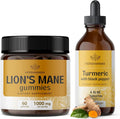 Lion's Mane & Turmeric Kit - 1000 mg Gummies & Turmeric Curcumin Drops - Vegan Non-GMO - 2 Pack Z846