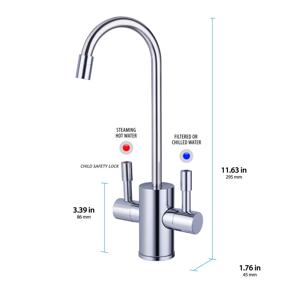 Digital Hot Water Dispenser 1300W with Brushed Nickel 2 Handle Faucet G309583