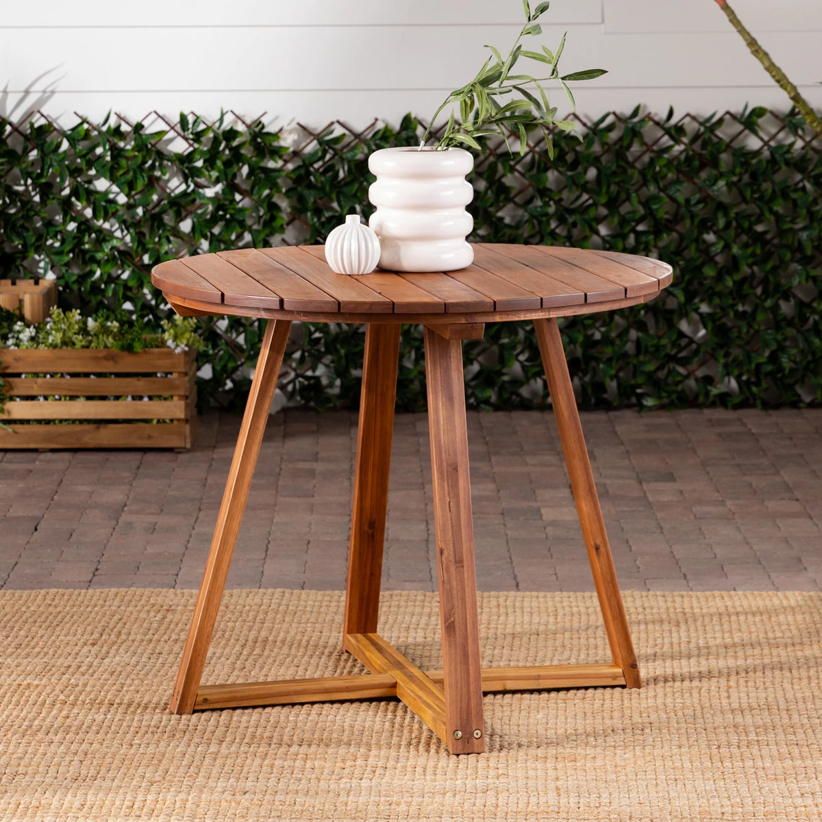 30” Solid Acacia Wood Outdoor Dining Table K1219