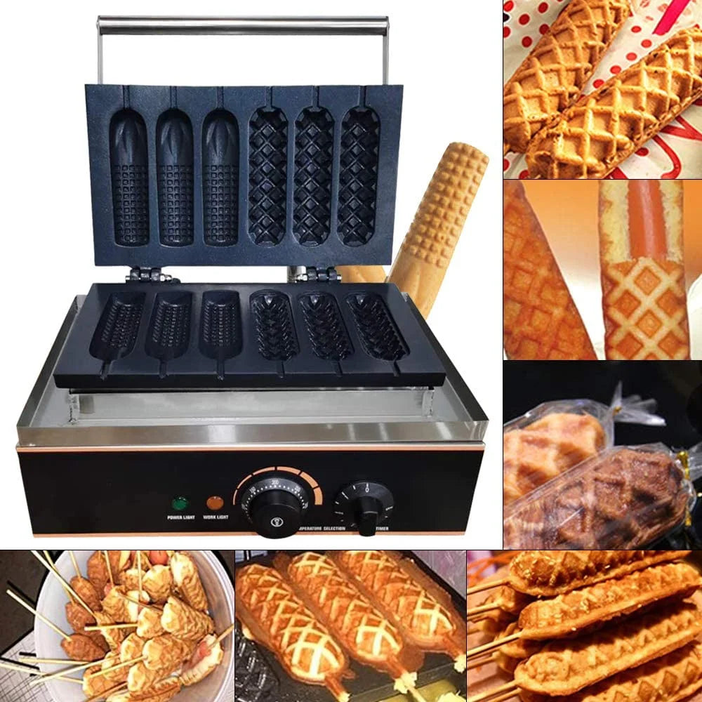 6 PCS Non Stick Stainless Steel Electric Waffle Maker 1500W V730