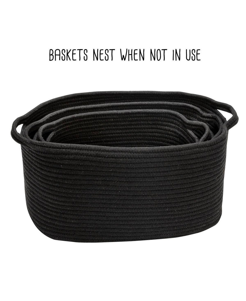 Black Cotton Coil Baskets Set of 3 E460230