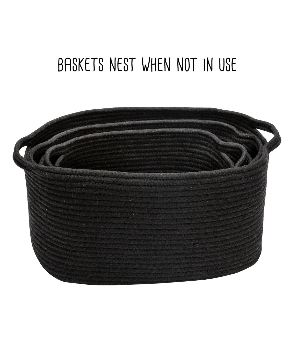 Black Cotton Coil Baskets Set of 3 E460230