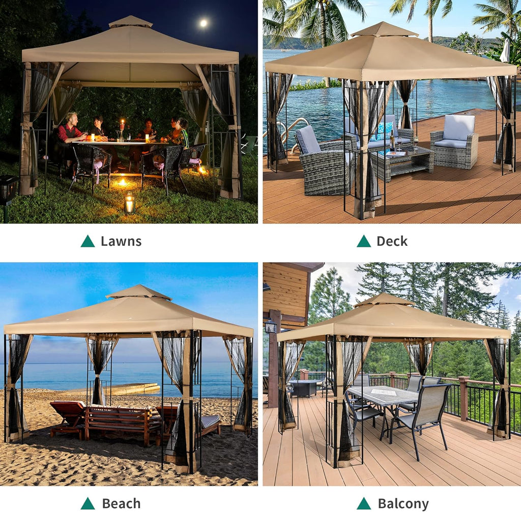 10x10 Steel Canopy with Mosquito Netting Y9573