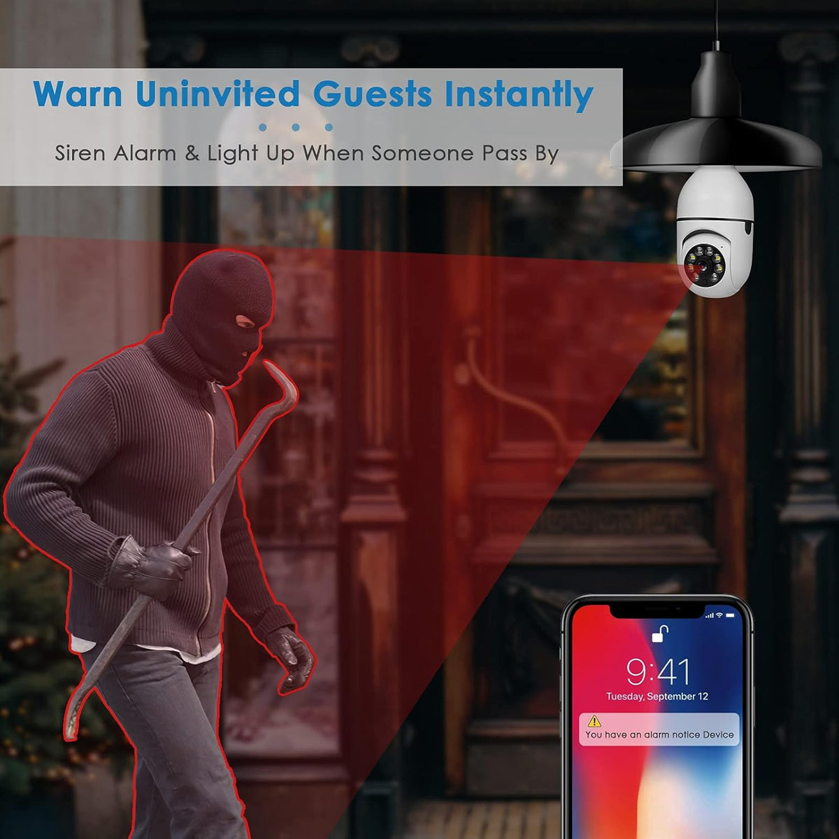 1080P PTZ Bulb Security Camera with WiFi Night Vision P519046