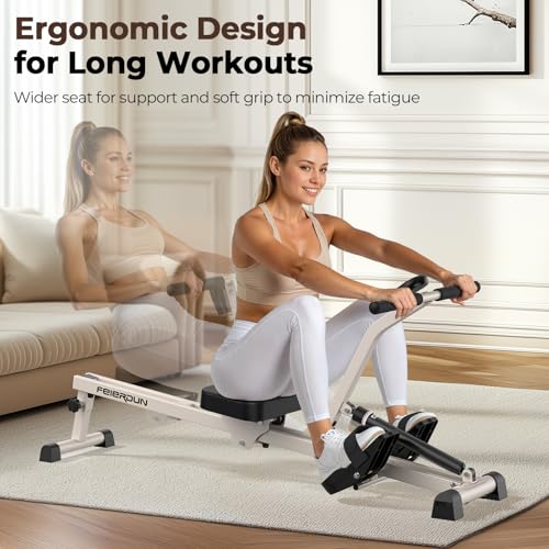 Compact Adjustable Rowing Machine 300LBS Weight Capacity 12 Levels Resistance Foldable Hydraulic Rower D81664
