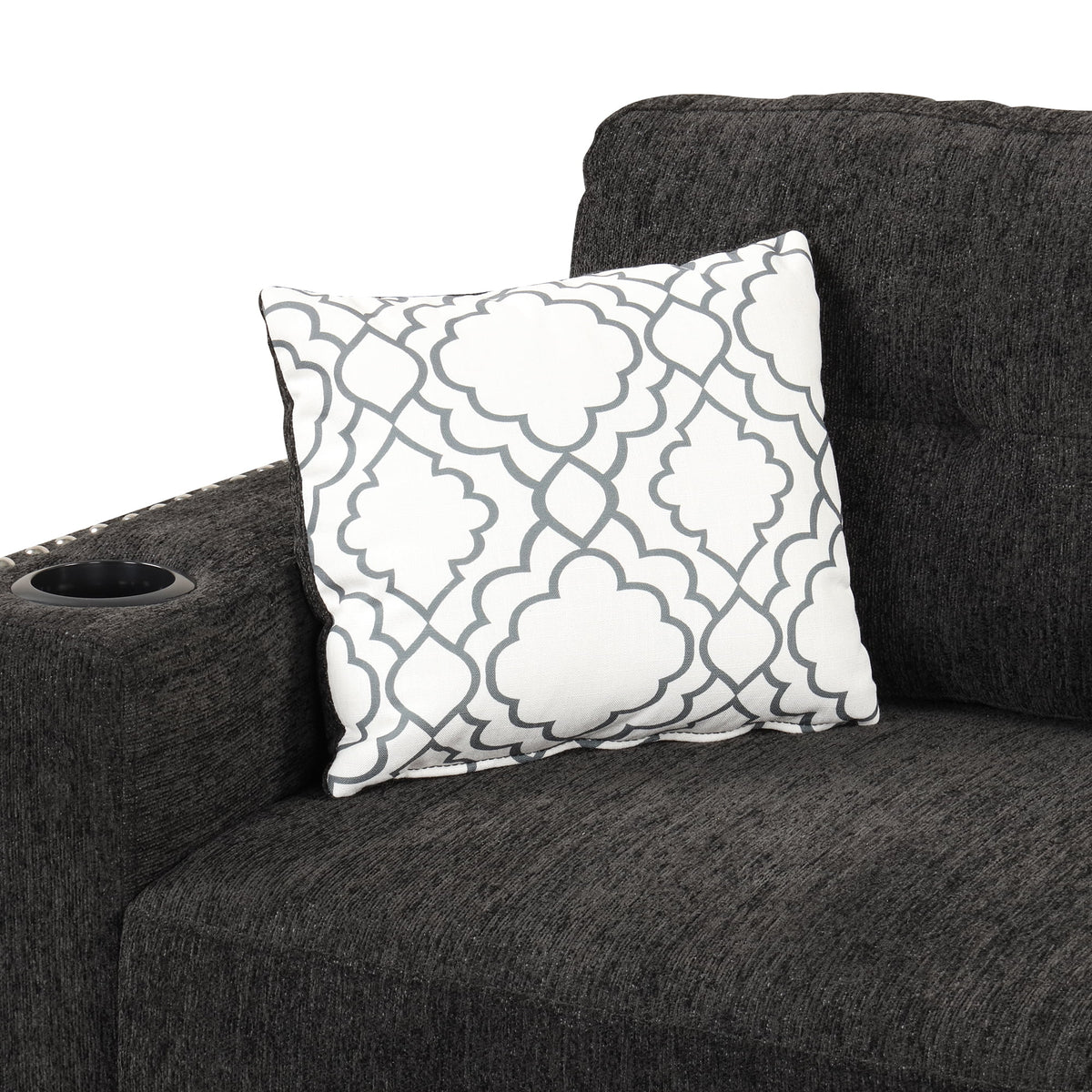 Black Reversible Pull-Out Sectional Sofa Bed with Storage Chaise P939941