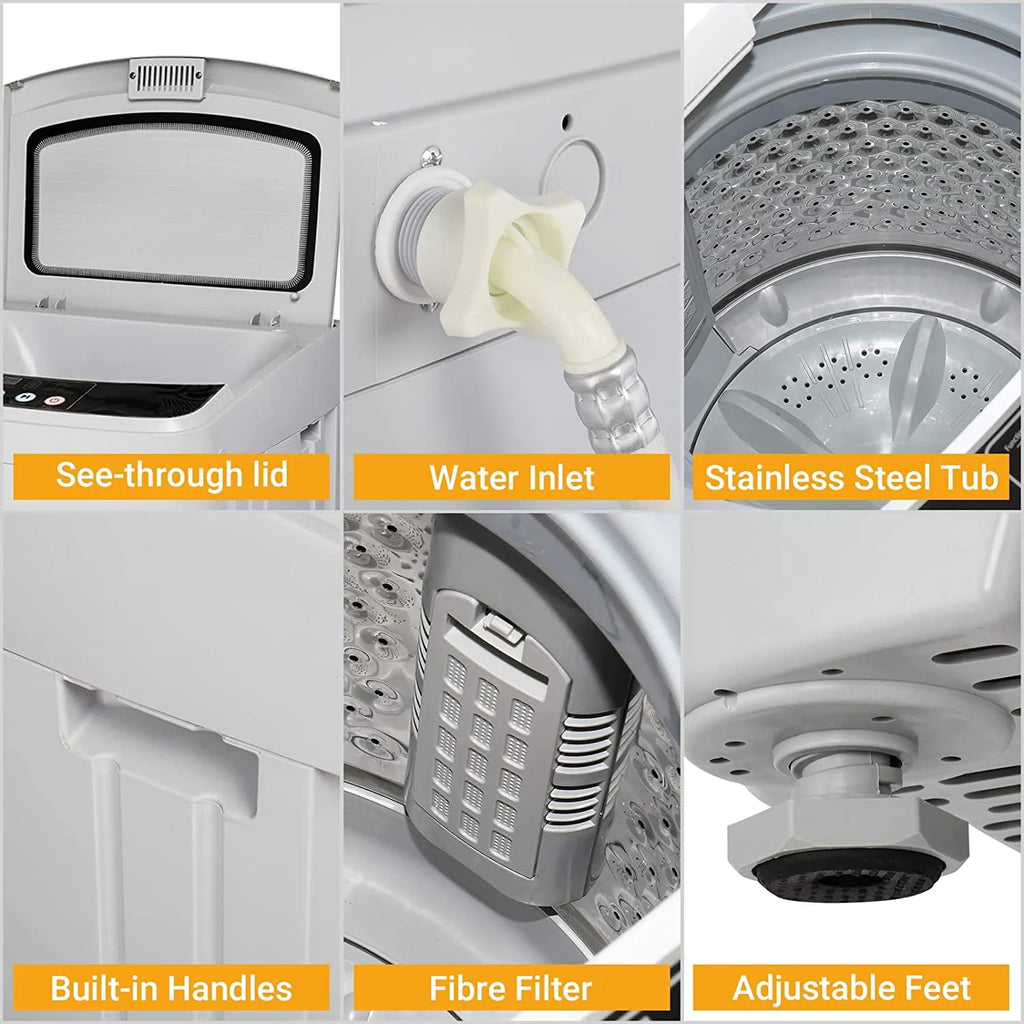 13lbs 1.32cu.ft Compact Automatic Washing Machine with Drain Pump U57451