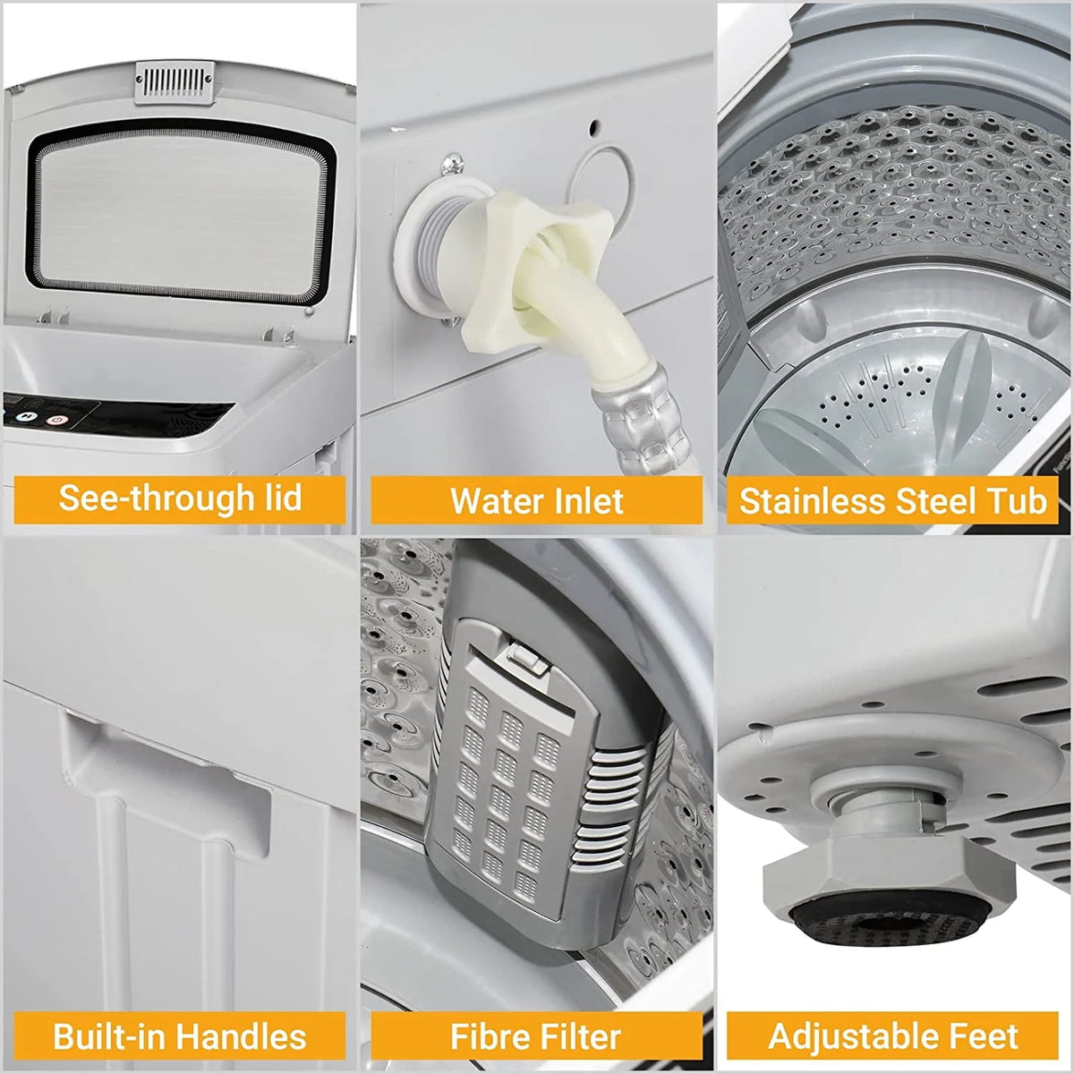 13lbs 1.32cu.ft Compact Automatic Washing Machine with Drain Pump U57451