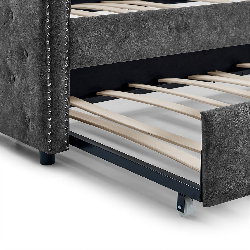 Gray Upholstered Tufted Sofa Bed With Rollers K980