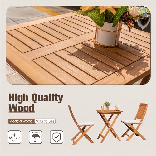 3 Piece Acacia Wood Folding Patio Bistro Set E18956