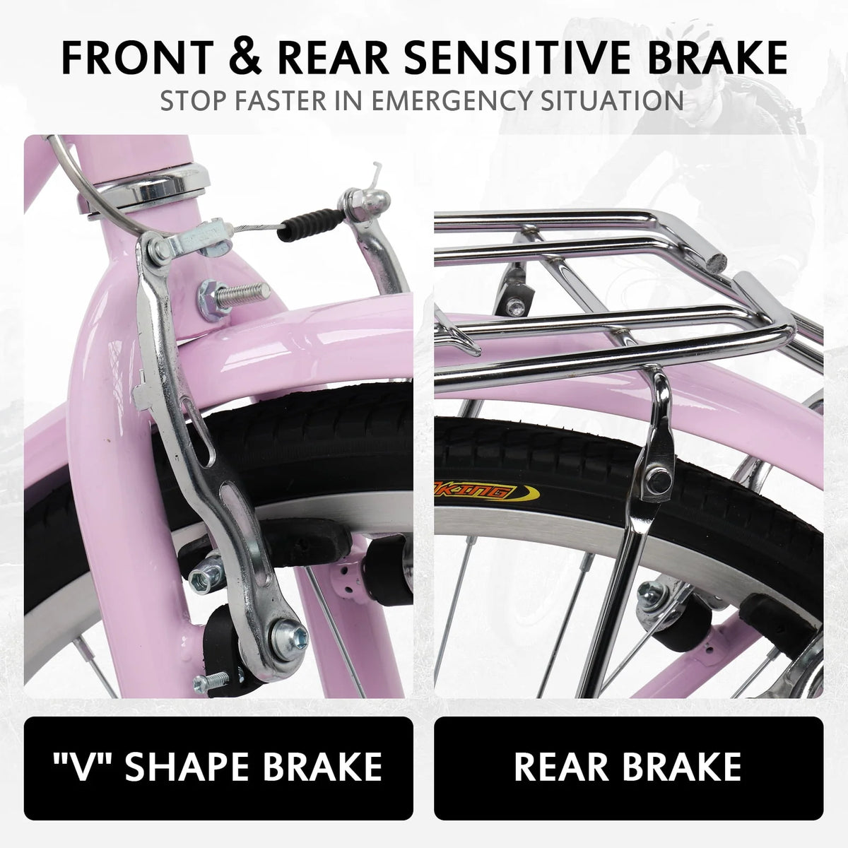 26 inch Commuter Bicycle with 7-speed, Baskets, Pink B8054