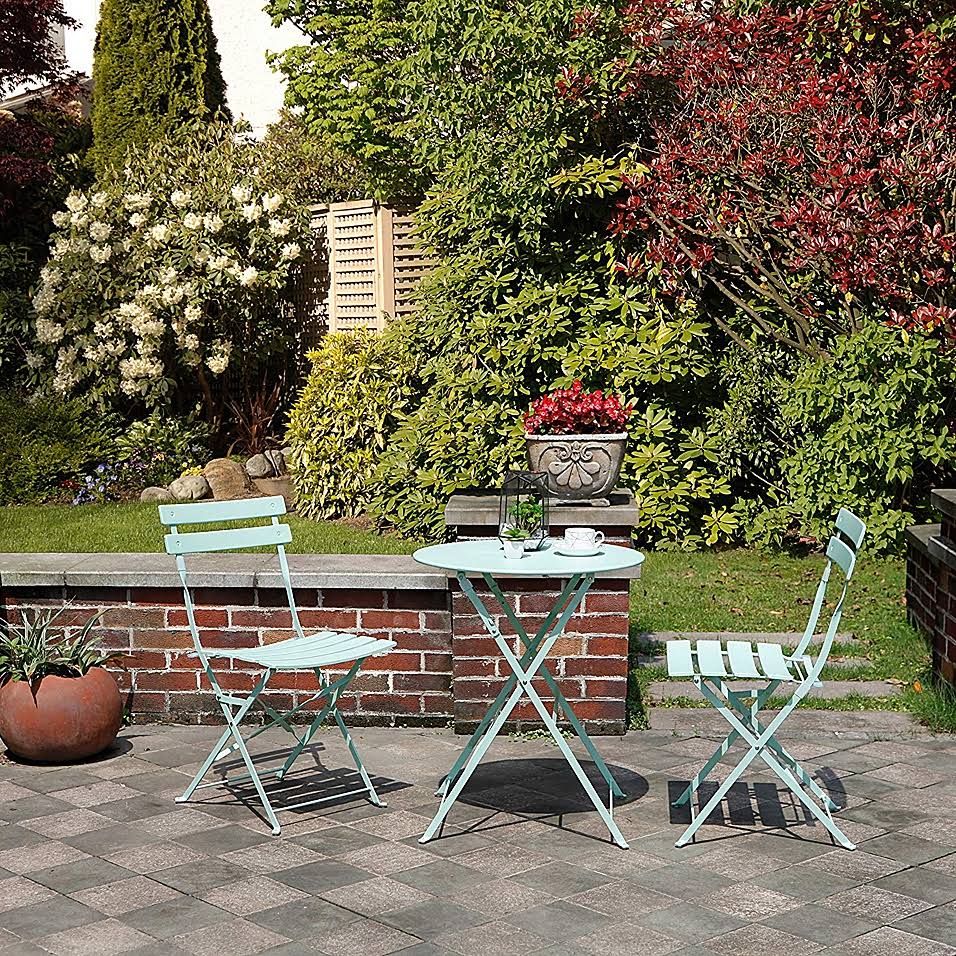 3-Piece Foldable Bistro Furniture Set in Mint Green D354760