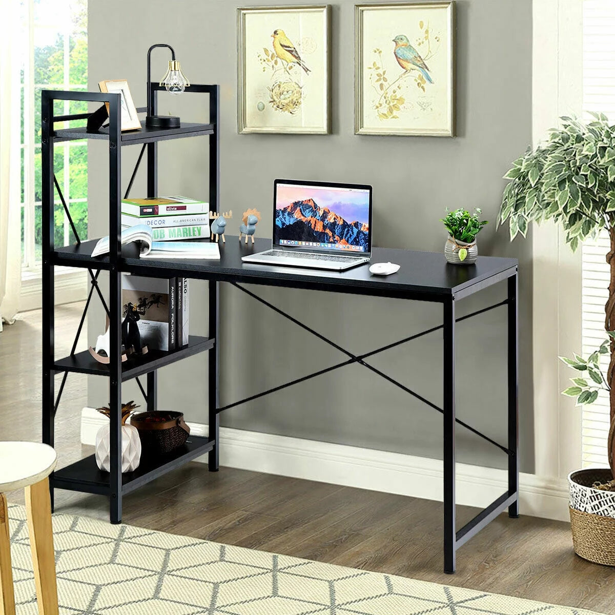 47.5" Computer Desk with 4 Tier Shelves B833