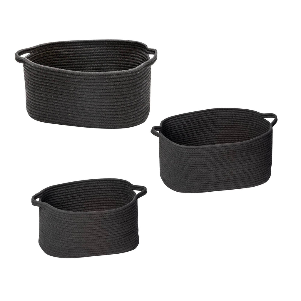 Black Cotton Coil Baskets Set of 3 E460230