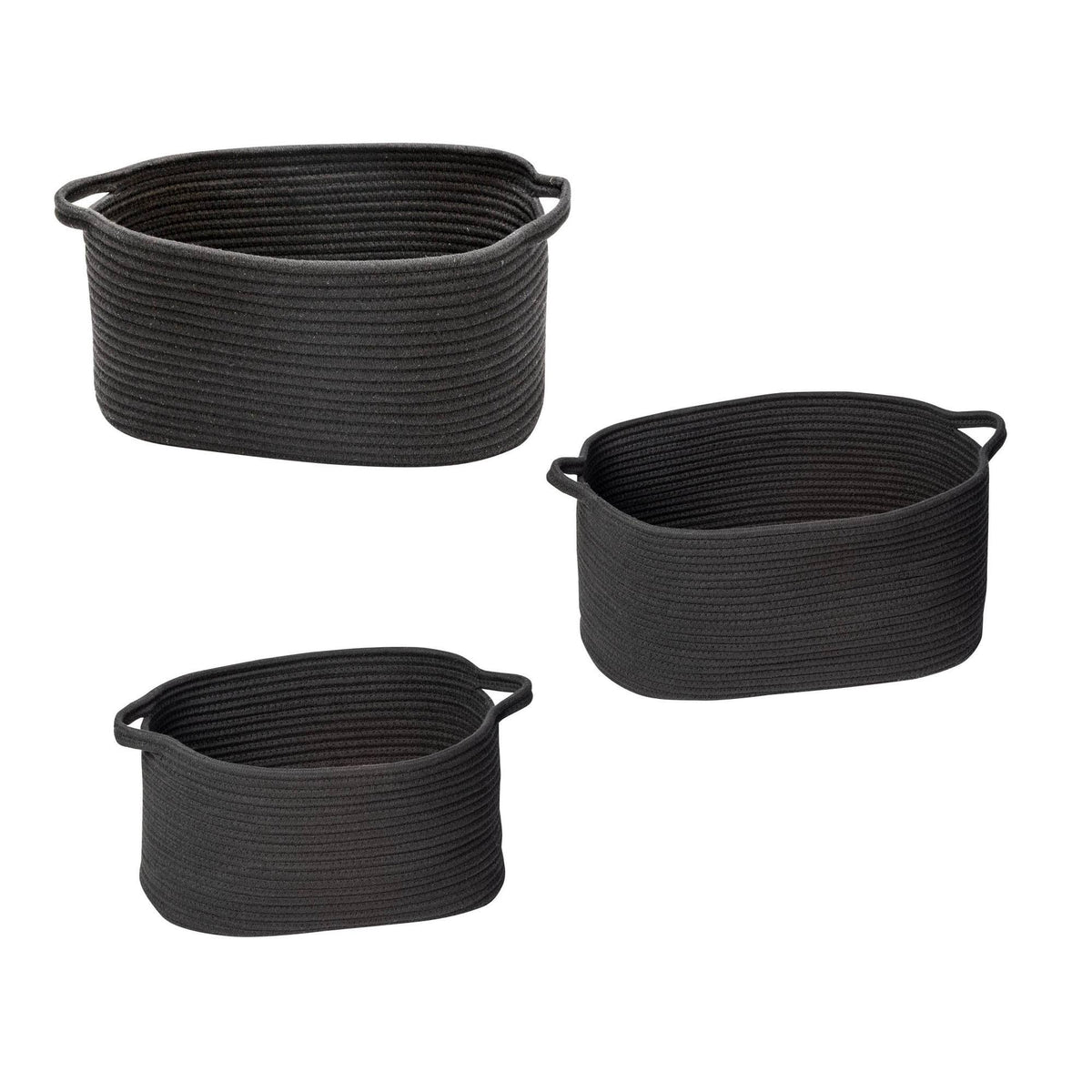 Black Cotton Coil Baskets Set of 3 E460230