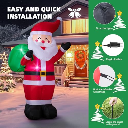 8FT LED-lit Inflatable Santa Claus Decoration Y3840