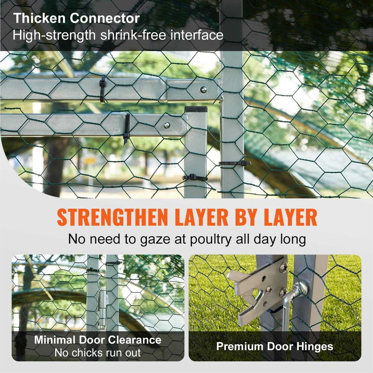 Large Metal Chicken Coop with Run and Waterproof Cover Q791