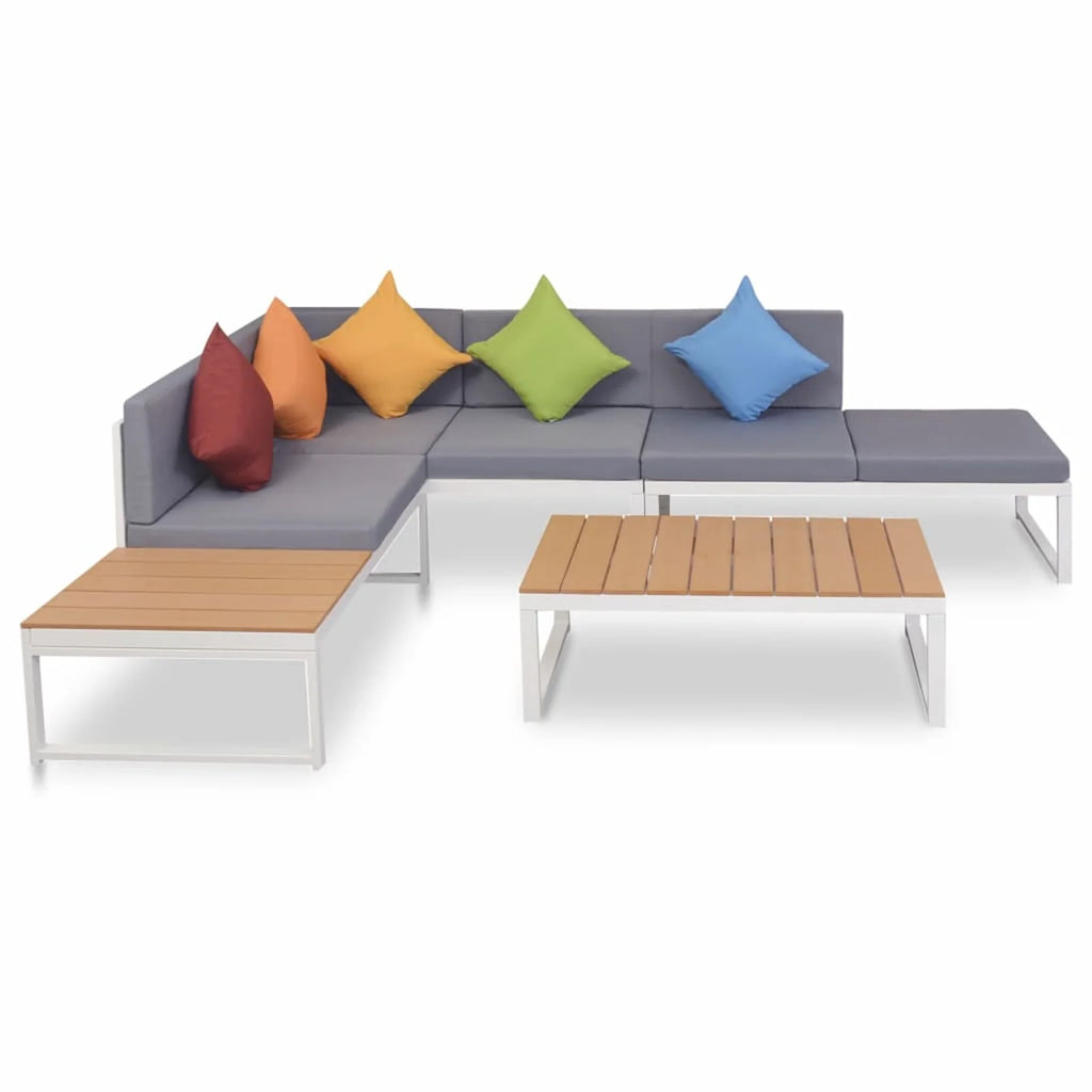 4 Piece Outdoor Conversation Sectional Sofa Set with Coffee Table Aluminum Frame Patio Lounge Set G523229