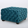 Dark Teal Velvet Ottoman Q907