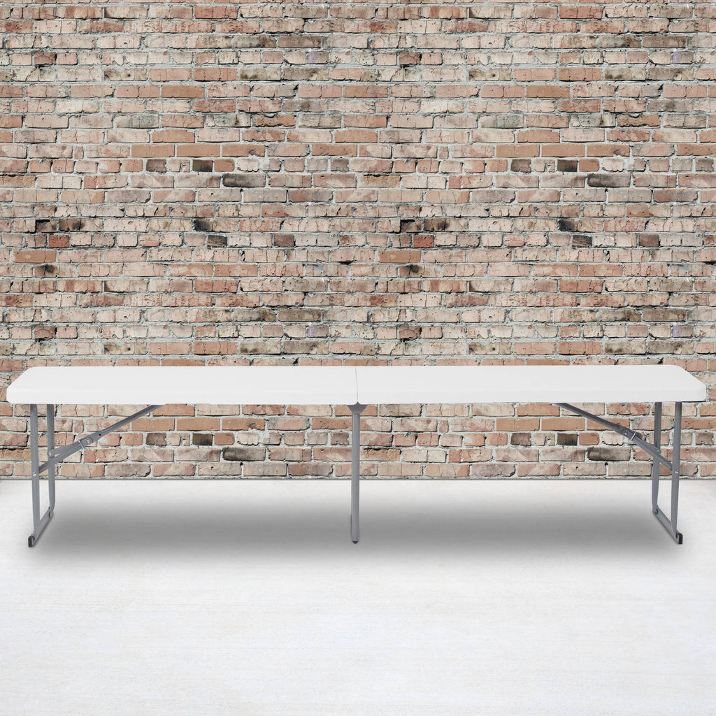 10.25 x 71 Inch Granite White Plastic Bench with Carrying Handle C244