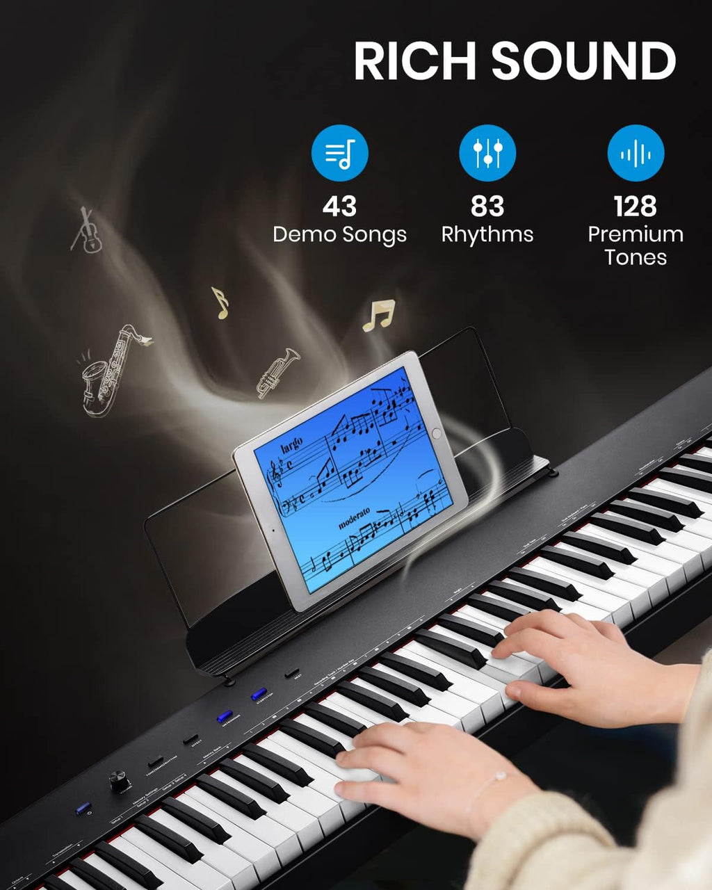 88-Key Semi-Weighted Digital Piano with Sustain Pedal K70734