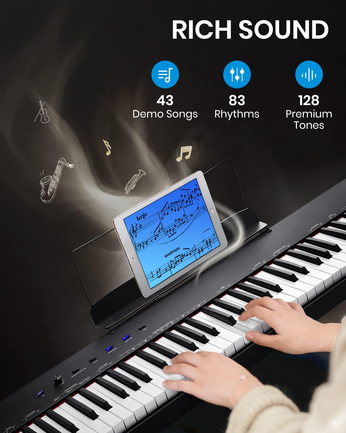 88-Key Semi-Weighted Digital Piano with Sustain Pedal K70734