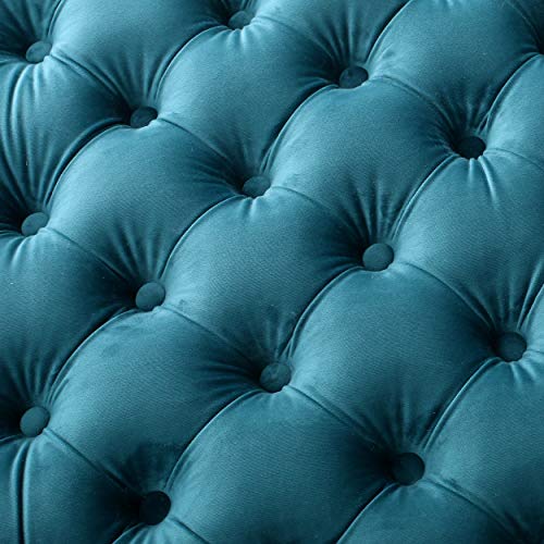 Dark Teal Velvet Ottoman Q907
