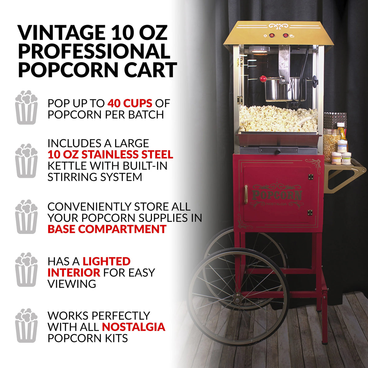 Vintage 10-Ounce Popcorn Cart I348