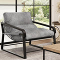 Oversized Upholstered Accent Chair with Wood Armrest, Grey D469