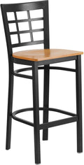 Black Metal Barstool with Natural Wood Seat W3432