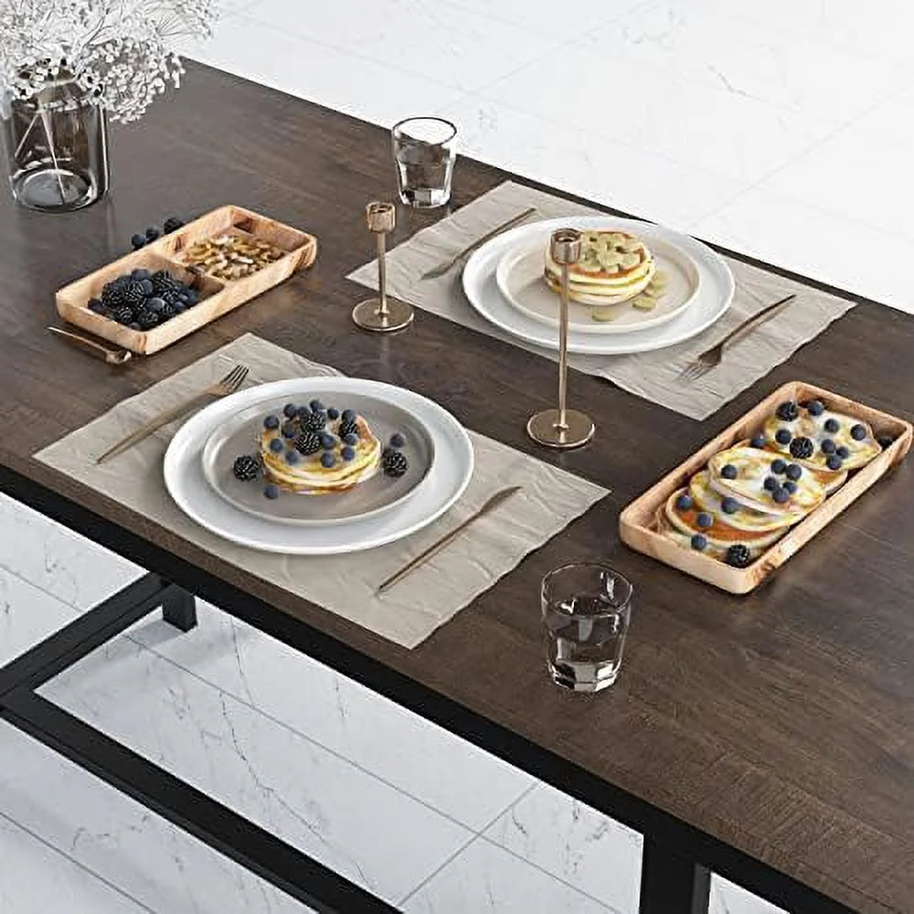 3-Piece Rustic Wood Dining Table Set with Benches K617