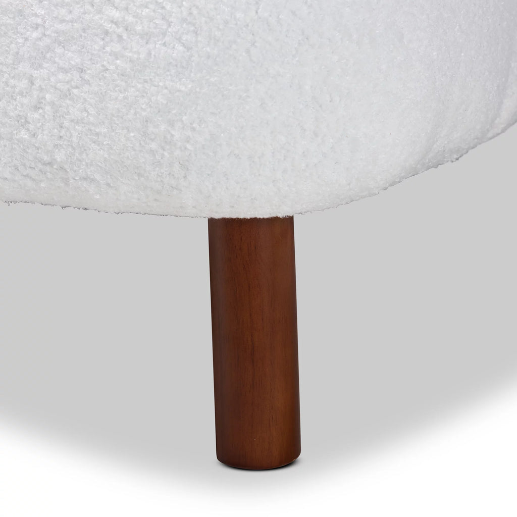 White Boucle Upholstered Wood Accent Chair M549032
