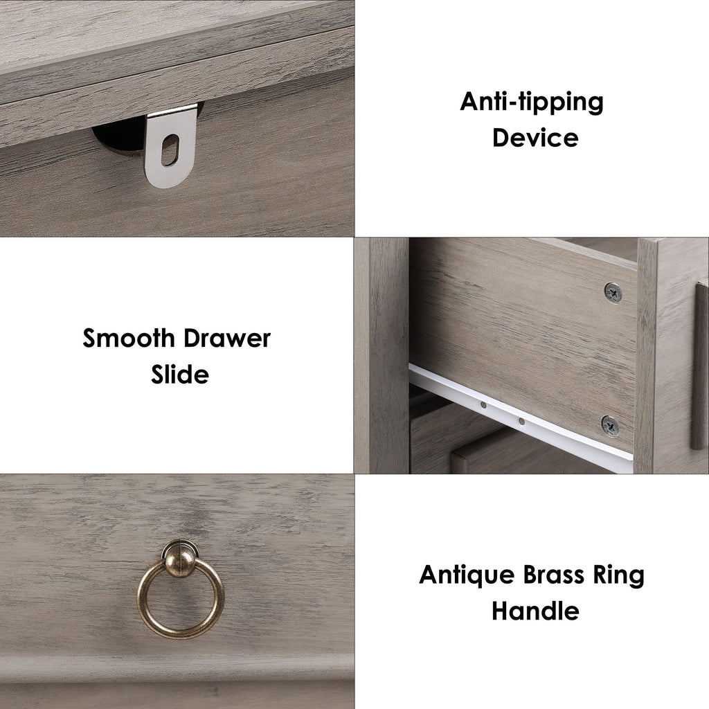 6 Drawer Tall Wood Dresser D258