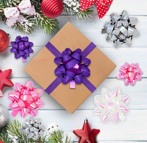 32 Pcs Multi Colored Gift Bows Assortment Set with 8 Curling Ribbon Rolls H78254