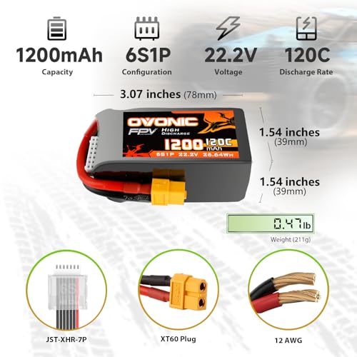 6s 120C 1600mAh 22.2V Lipo Battery with XT60 Connector D1436