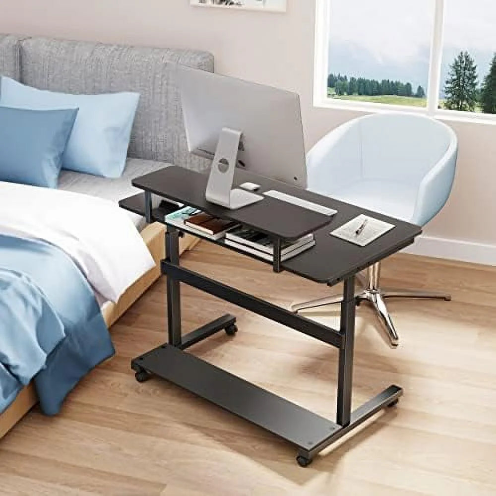 Height Adjustable Standing Desk with Monitor Shelf Black N89553