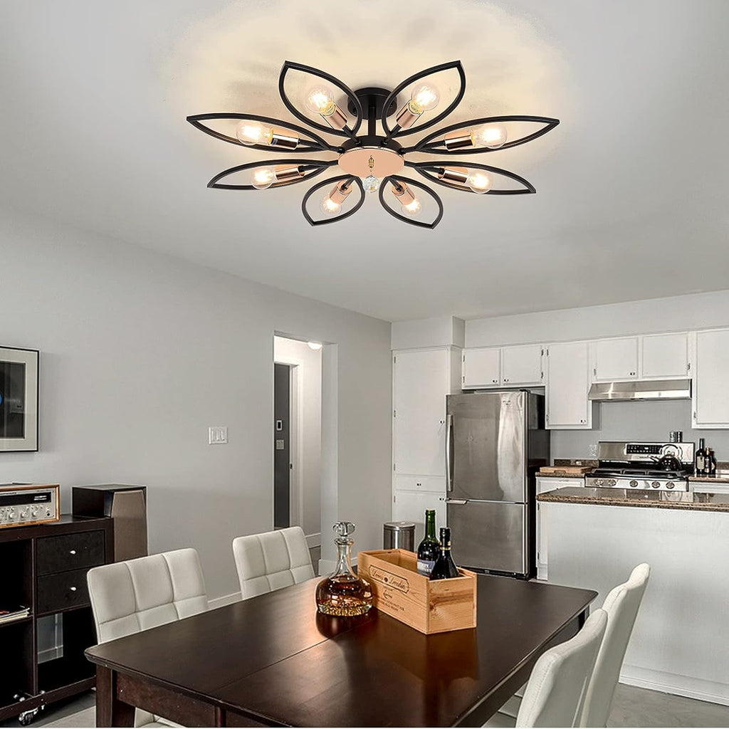 Black 6 Lights LED Semi Flush Mount Ceiling Light L6092