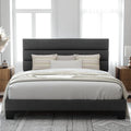 King Fabric Upholstered Platform Bed Frame with Wooden Slats S771